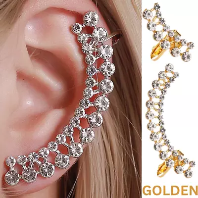 Twisted Silver Cubic Zirconia Sterling Silver Adjustable No Piercing Ear Cuff • £2.98