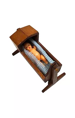 Vintage Dollhouse Miniature 1:12 Americana Designs Swinging Wooden Baby Cradle • $20