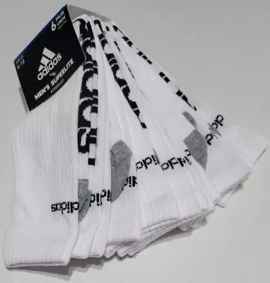 6 PAIRS Adidas Men WHITE BLACK Superlite AEROREADY CREW Socks LARGE 9-12 $26 • $17.95