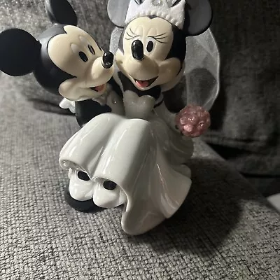 Disney Parks Minnie Mickey Mouse Bride Groom Porcelain Wedding Figurine Cake Top • $42.50