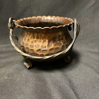 Vintage Hammered Copper Cauldron With Handle • $25