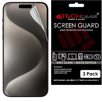 3 Pack TECHGEAR MATTE ANTI GLARE Screen Protectors For IPhone 15 Pro Max 6.7  • £2.79