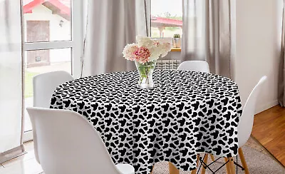 Cow Print Round Tablecloth Cow Hide Black Spots • £27.99