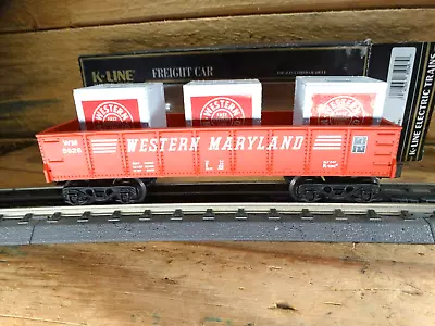 K-Line O/O27 Western Maryland WM 5626 Gondola & 3 Cargo Crates • $20