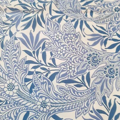 HABITAT V&A 1988 100% Cotton MADURA TREE Blue Shades & Cream 115cm By 43cm • £15