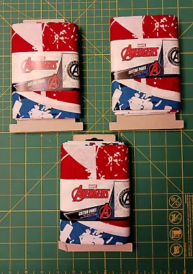 3 Marvel Avengers Earth's Mightiest Heroes Cotton Fabric 3 Precut Each 36  X 44  • $7.50