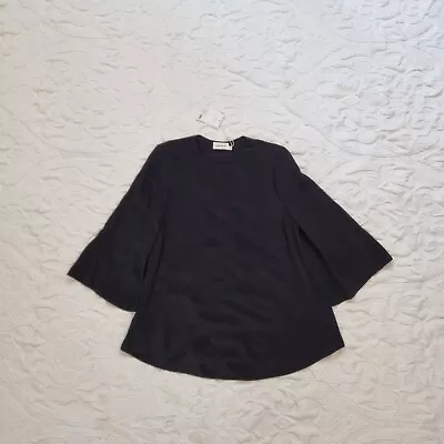 Zimmerman Silk Swing Top Black Size 2 Flutter Sleeves Zip Accent Blouse BNWT  • $179