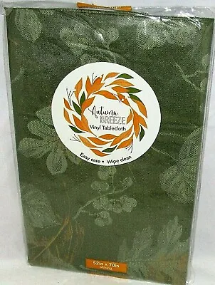 FALL Vinyl Tablecloth Assortment  FALL LEAVES  [Your Choice] Green W/ Gold • $18.89