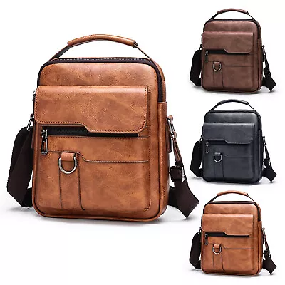 Mens Small Crossbody Bag PU Leather Messenger Shoulder Bag Satchel Purse Handbag • $16.11