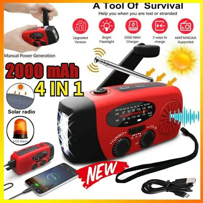 £17.49 • Buy Portable AM/FM Radio HYBRID | Charge 3 Ways: Solar Power, Wind Up, USB | Dynamo