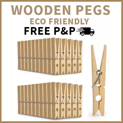 £3.99 • Buy Wooden Clothes Pegs Washing Line Airer Dry Line Wood Peg Durable Hardwood Strong
