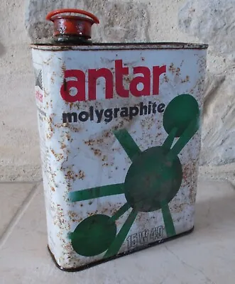 Vintage Oil Can Tin ANTAR Molygraphite France French Auto Old 2 L #18 • $18.26