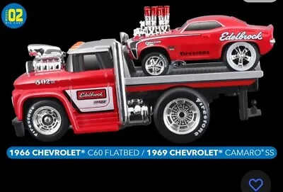 Muscle Machines 1:64 Transport 1966 C60 Chevy Flatbed With 1969 Chevy Camaro SS • $19