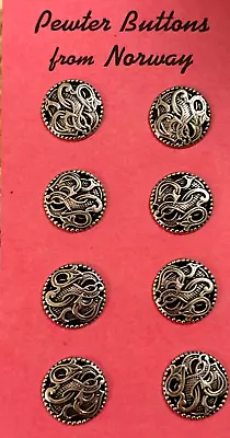 Vintage Pewter  Buttons. Tinn-Per Norwegian DRAGON ( Drage) • $19.50