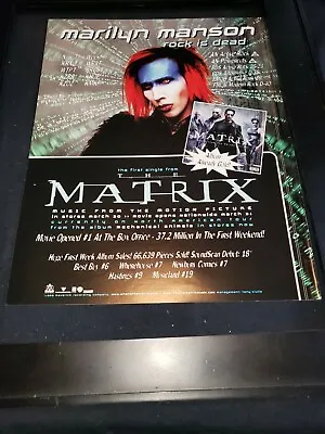 Marilyn Manson The Matrix Rare Original Radio Promo Poster Ad Framed! #2 • $60.45