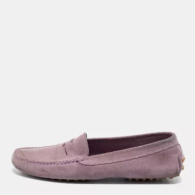 Tod's Lavender Suede Penny Driving Loafers Size 40 • $115.50