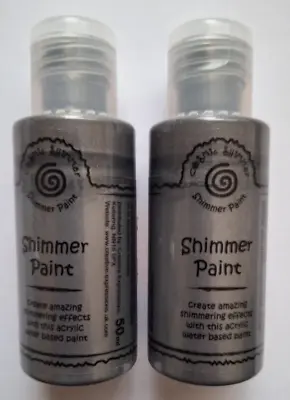 2 Pk Cosmic SHIMMER PAINT 50ml Acrylic Water Based Paint - TARNISHED SILVER • £10.95