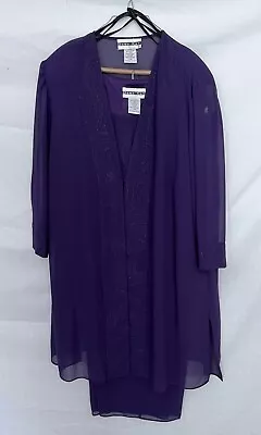 Dana Kay 24W Beaded Plum Duster Pantsuit • $35