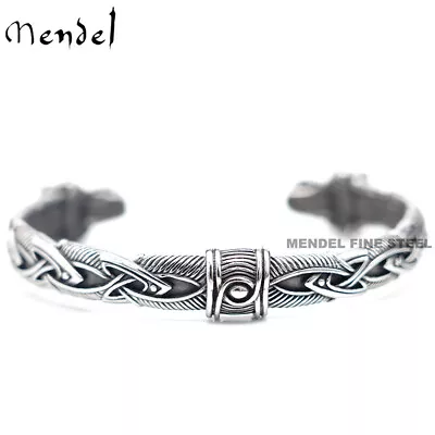 MENDEL Mens Norse Viking Arm Ring Fenrir Wolf Head Cuff Bangle Bracelet For Men • $19.99