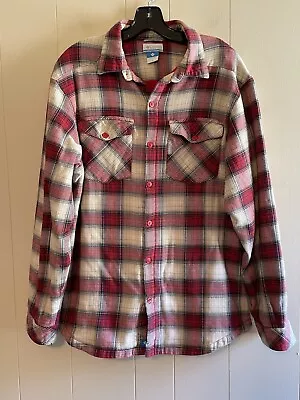 Columbia Fleece Lined Button Down Long Sleeve Plaid Flannel Shirt Men’s Medium • $27