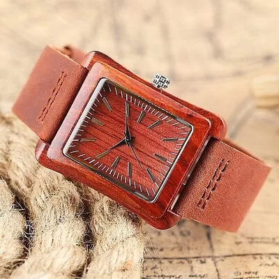 Rectangular Style Minimalist Bamboo Wood Watch - Wooden Wristwatch For Women • $30.97