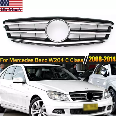 Black Front Grille For 2008-2014 Mercedes Benz W204 C Class C250 C300 C350 Grill • $50.78