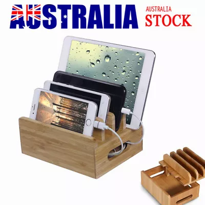 Bamboo Charging Dock Station Charger Stand Holder For IPhone Samsung Tablet • $28.88