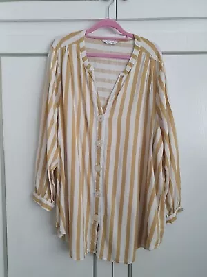 Ladies Evans Mustard Stripe Blouse Size 24 • £5