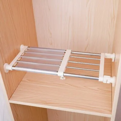 $9.99 • Buy Closet Tension Shelf & Rod Expandable Metal Storage Rack Adjustable Organizer