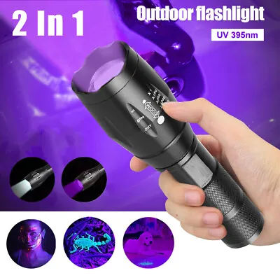 UV Ultra Violet Light & Flashlight Blacklight 2 Mode 395nm Inspection Zoom Torch • $15.29