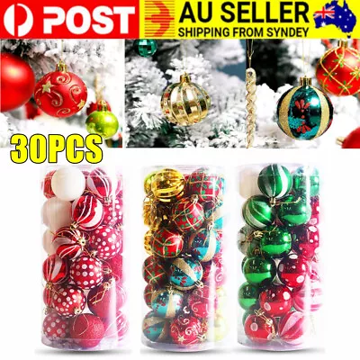 30Pcs Christmas Glitter Balls Xmas Tree Hanging Bauble 6CM Party Decorations AU • $6.99