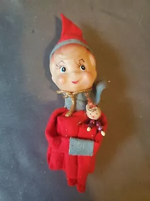 Vintage Knee Hugger Elf Rare Holding Elf Doll Red Rubber Face HTF 5  • $14.99