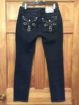 Miss Me Signature Skinny Black Denim Jeans Embellished Pockets Sz 30 (31x30) • $23