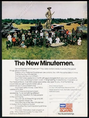 1974 US National Guard The New Minutemen Soldiers Helicopter Photo Vtg Print Ad • $9.99