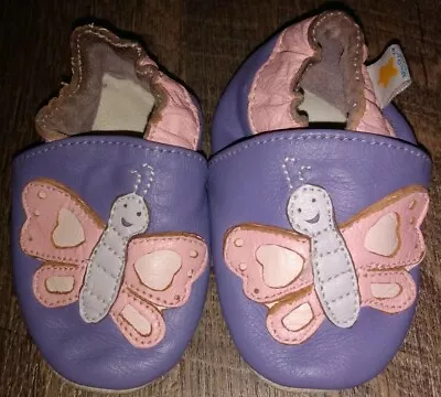Mini Star Ministar Leather Shoes Purple Pink Dragonfly Moccasin Small 0-6 Months • $10