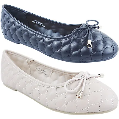 Ladies Womens Flat Ballerina Ballet Casual Work Office Slip On Pumps Shoes Size • £12.95