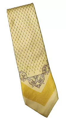 Gianni Versace  100% Silk Yellow Gold Gray Medusa Head Neck Tie Italy 3.25  Wide • $38