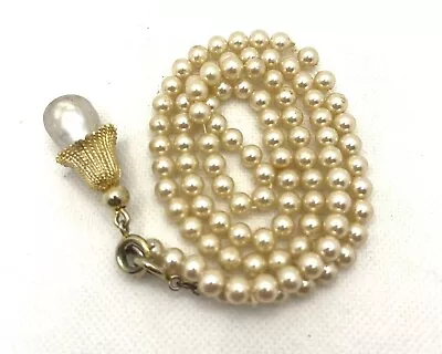 Vintage Sarah Coventry Faux Baroque Pearl Stand Necklace & Acorn Charm • $24