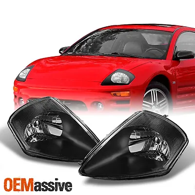 Fit 2000-2005 Mitsubishi Eclipse Black Bezel Headlights Light Left+Right 00-05 • $82.99