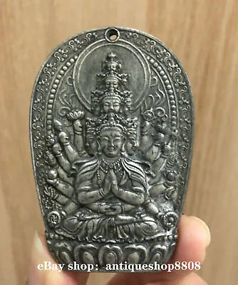 Chinese Miao Silver 1000 Arms Avalokiteshvara Of Goddess Guan Yin Pendant • $14.87