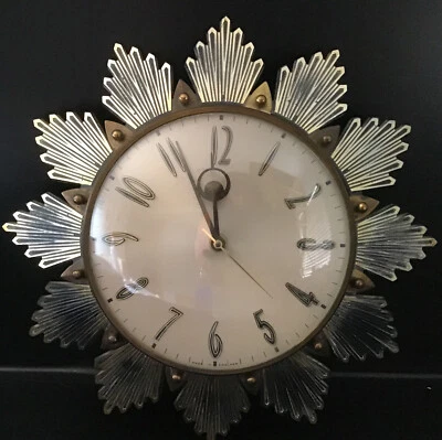 £40 • Buy Stunning Retro Metamec Gilt Sunburst Quartz Wall Clock Full Working Order Rare