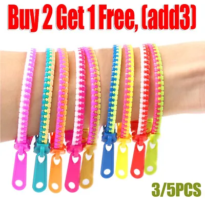 £3.32 • Buy 3 Zipper Bracelets Sensory Fidget Zip Stress Anxiety Relief Stim Toy Autism ADHD