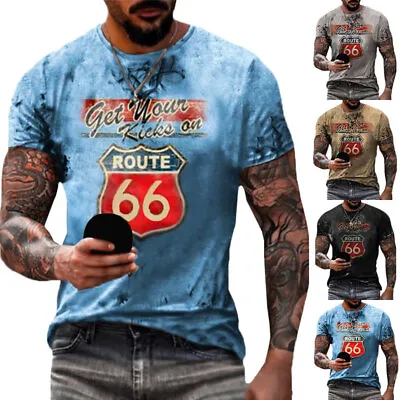 Mens Summer Tops Crew Neck T Shirts Men Short Sleeve Beach Regular Fit • £9.99