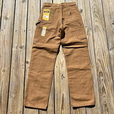 Carhartt Men's Loose Fit Washed Duck Flannel Utility Work Pants 30 X 34 Brown • $42.99