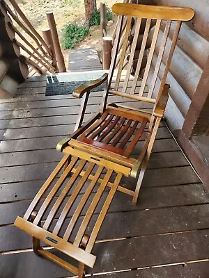 Vintage Queen Mary 1st CLASS Deck Lounge Chair - ORIGINAL FINISH! • $2499