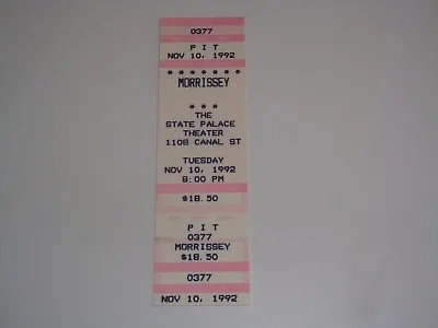 MORRISSEY UNUSED 1992 CONCERT TOUR GIG TICKET NEW ORLEANS USA The Smiths Pink • $5.98