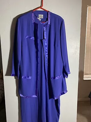 Maggie Shepherd Blue Dress And Matching Cardigan (L) • $50