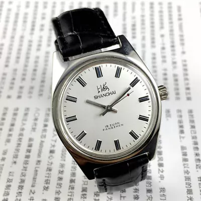 38mm Shanghai Factory Made Manual Mechanical Watch White Dial 3 Hands 19 Jews • $34.99