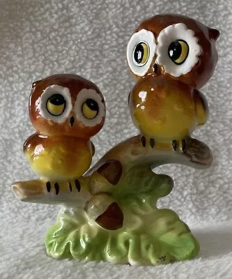 Vintage Norcrest (?) Owl Figurine 2 Owls Branch Acorns Leaves Made In Japan • $35