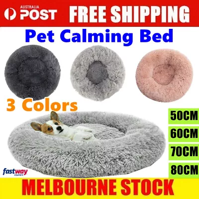 $13.99 • Buy Dog Cat Pet Calming Bed Warm Soft Plush Round Nest Comfy Sleeping Kennel Cave AU